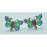 PAIR OF STAMPED 925 SILVER BUTTERFLY CUFFLINKS.