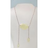 SILVER WHITE METAL JADE PANEL NECKLACE