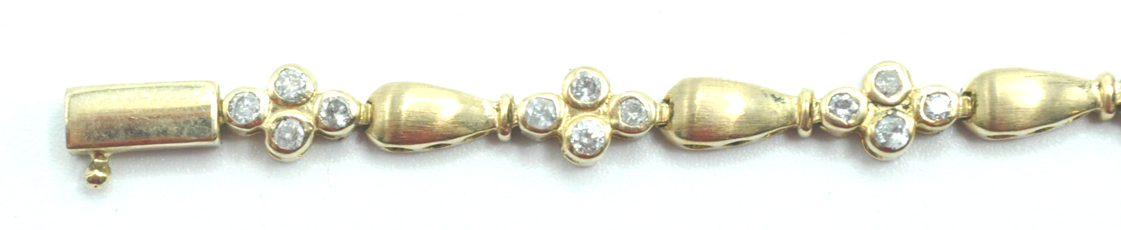 STAMPED 10K GOLD AND DIAMOND BRACELET. - Image 6 of 8