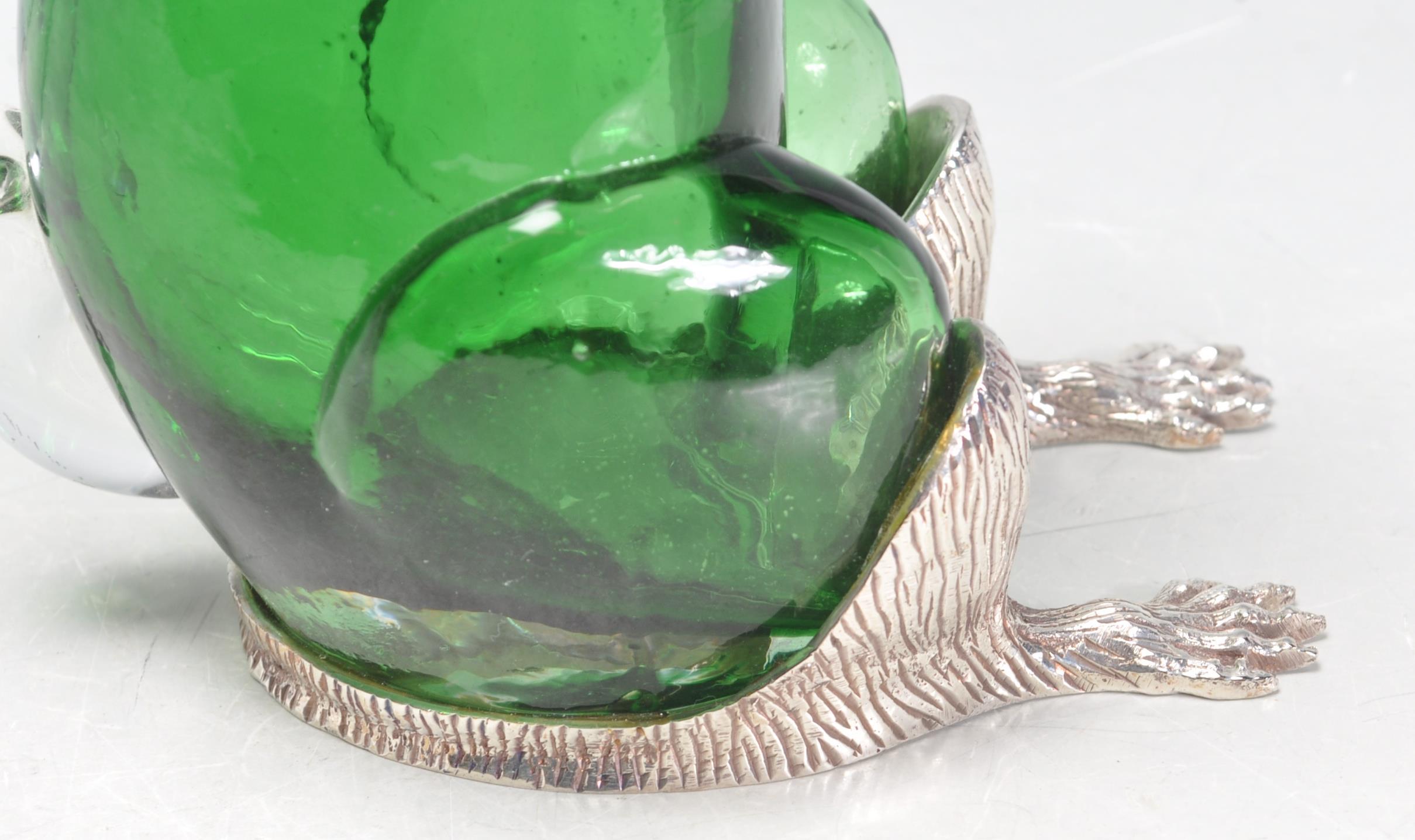 SILVER PLATE AND EMERALD GLASS SQUIRREL CLARET POURER. - Image 5 of 7