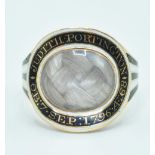 GEORGIAN BLACK & WHITE ENAMEL MOURNING RING