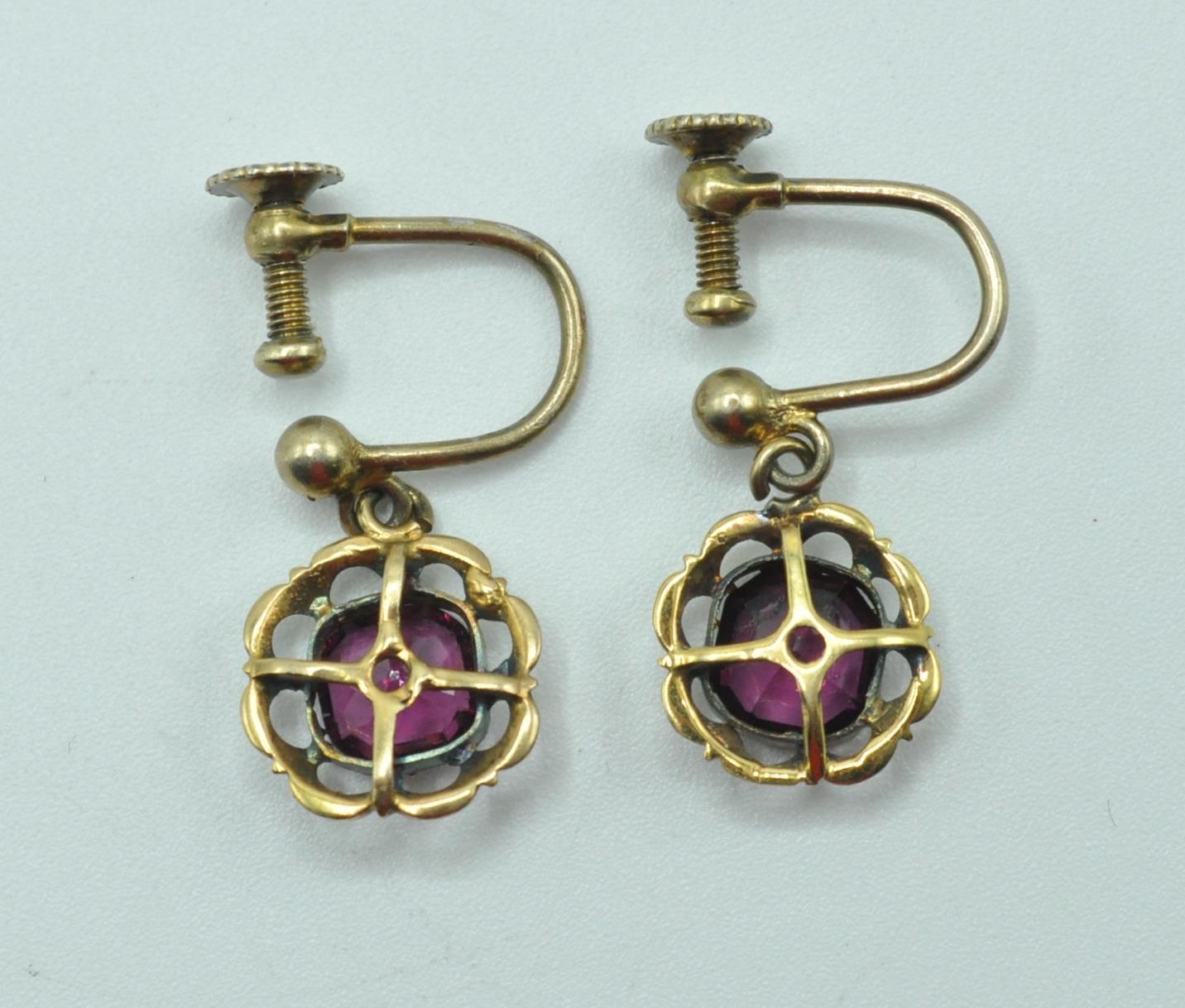 VICTORIAN GARNET DROP EARRINGS - Image 2 of 5