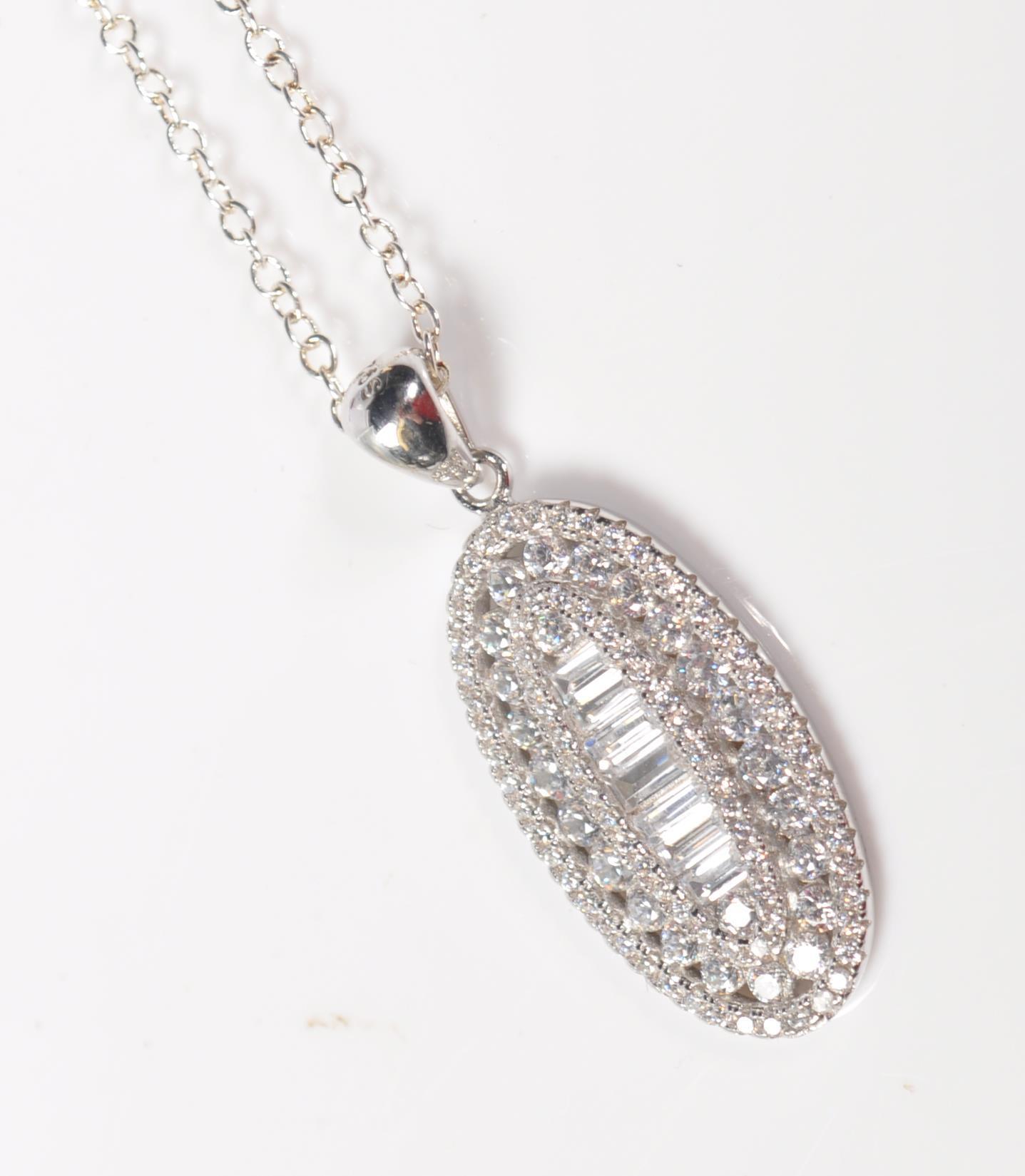 STAMPED 925 SILVER PENDANT NECKLACE SET WITH CZ'S. - Image 3 of 8