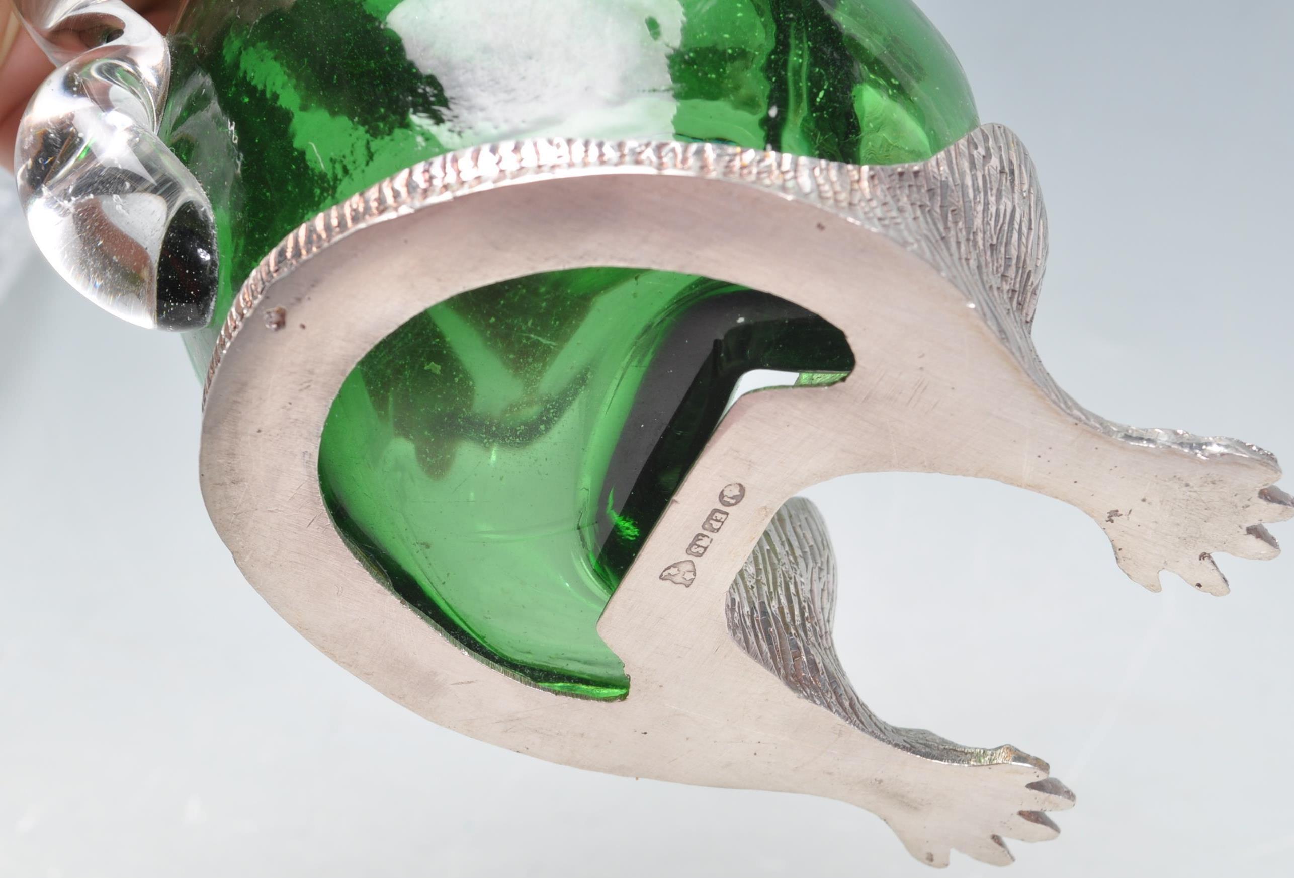 SILVER PLATE AND EMERALD GLASS SQUIRREL CLARET POURER. - Image 7 of 7