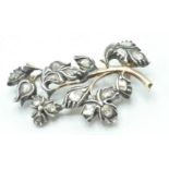 19TH CENTURY ANTIQUE DIAMOND SET FLOWER BROOCH