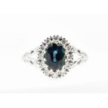 18ct White Gold Sapphire & Diamond Cluster Ring