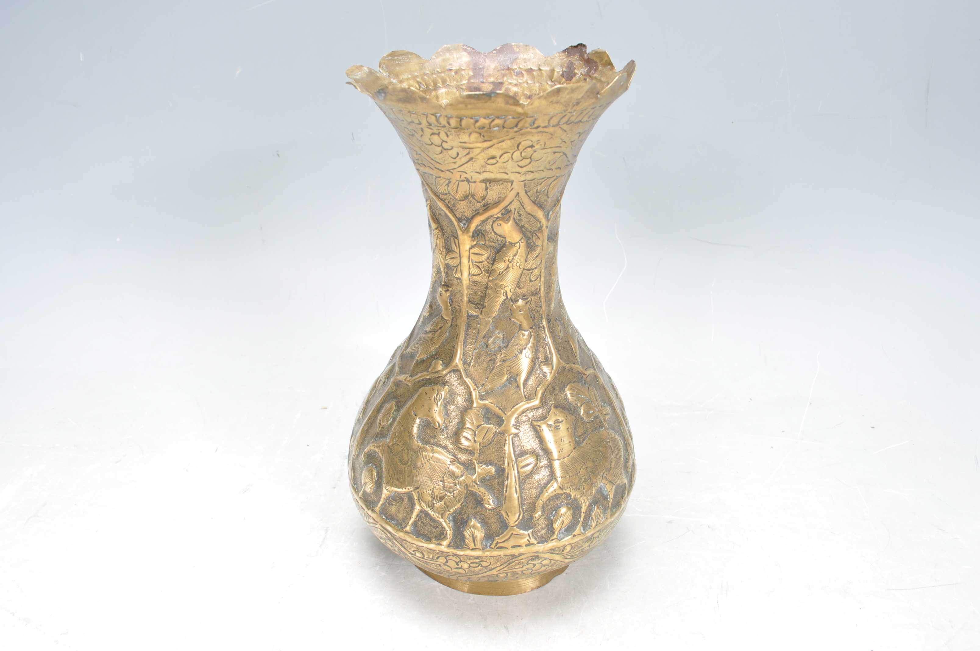 19TH CENTURY VICTORIAN INDIAN BRASS BALUSTER VASE