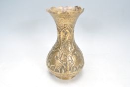 19TH CENTURY VICTORIAN INDIAN BRASS BALUSTER VASE