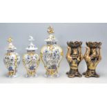 THREE 19TH CENTURY ITALIAN MAJOLICA STYLE VASES AND TWO CHINESE VASES
