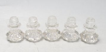 FIVE 19TH CENTURY VICTORIAN PRESS GLASS KNOB HANDLES