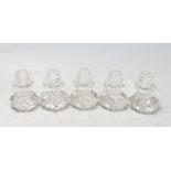 FIVE 19TH CENTURY VICTORIAN PRESS GLASS KNOB HANDLES