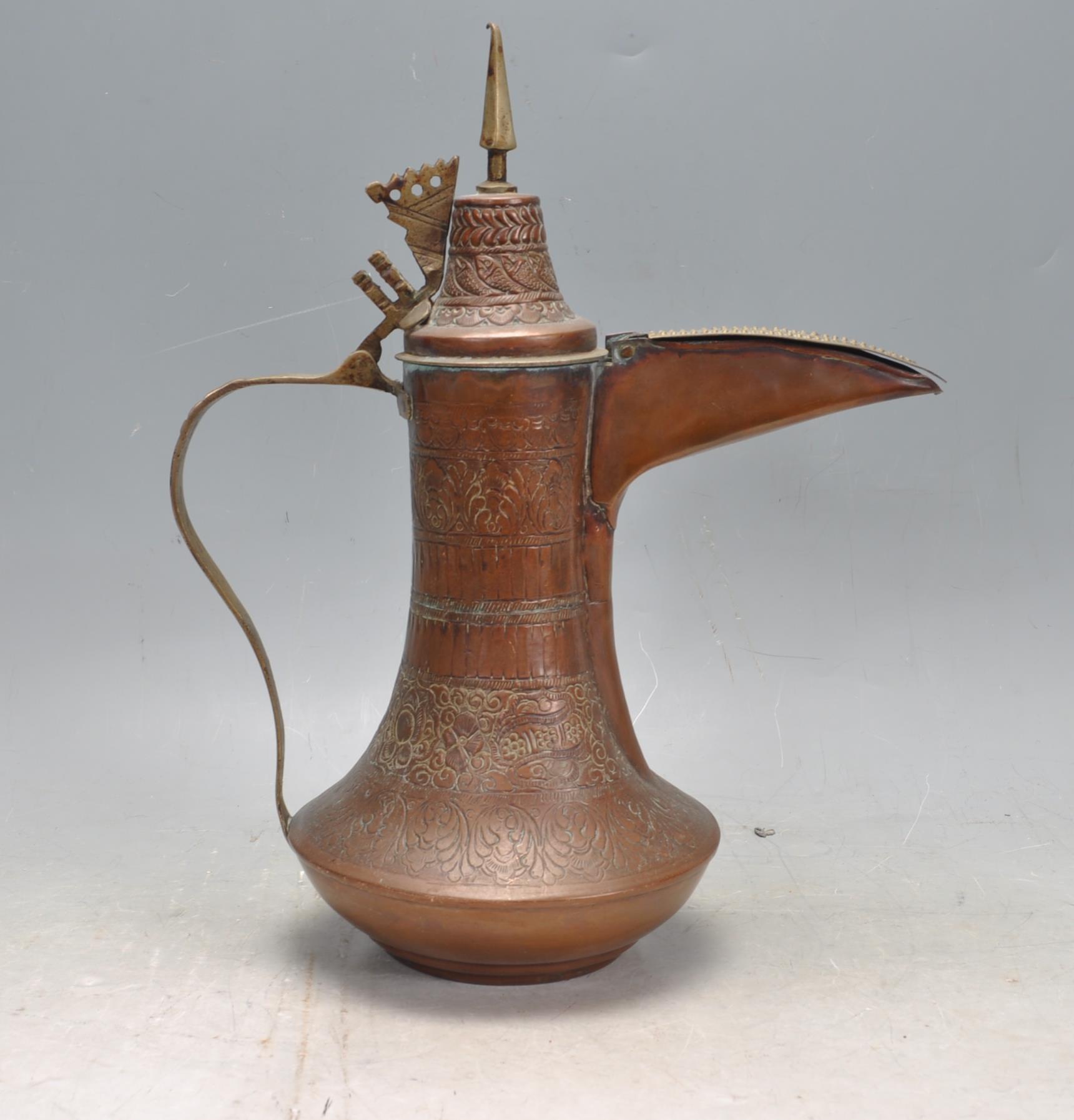 19TH CENTURY TURKISH/ ISLAMIC COPPER DALLAH COFFEE POT - Image 3 of 7