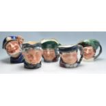 FIVE ROYAL DOUTON TOBY JUGS / CHARACTER JUGS