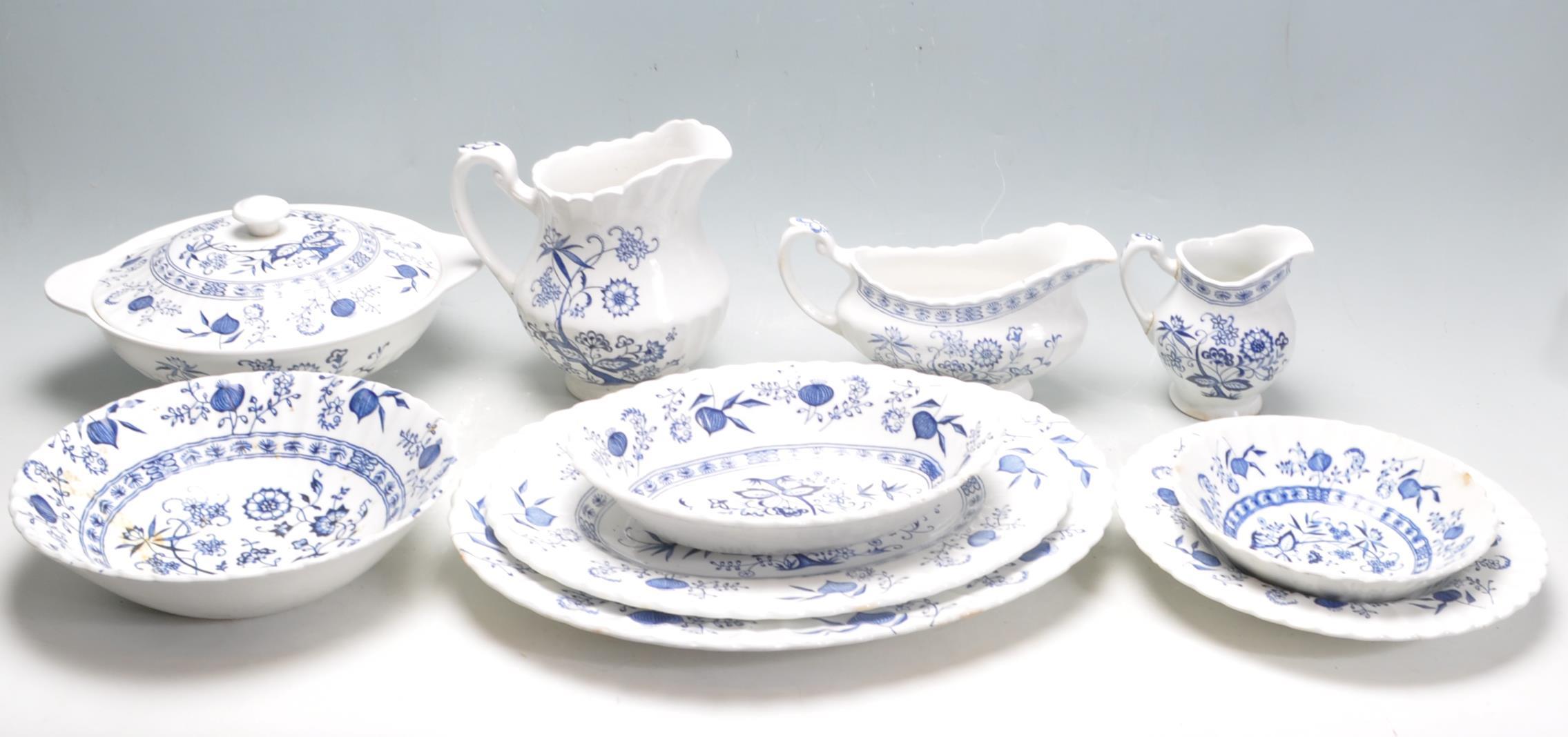 BLUE AND WHITE DINNER SERVICE BY J & G MEAKIN IN BLUE NORDIC PATTERN - Image 2 of 4