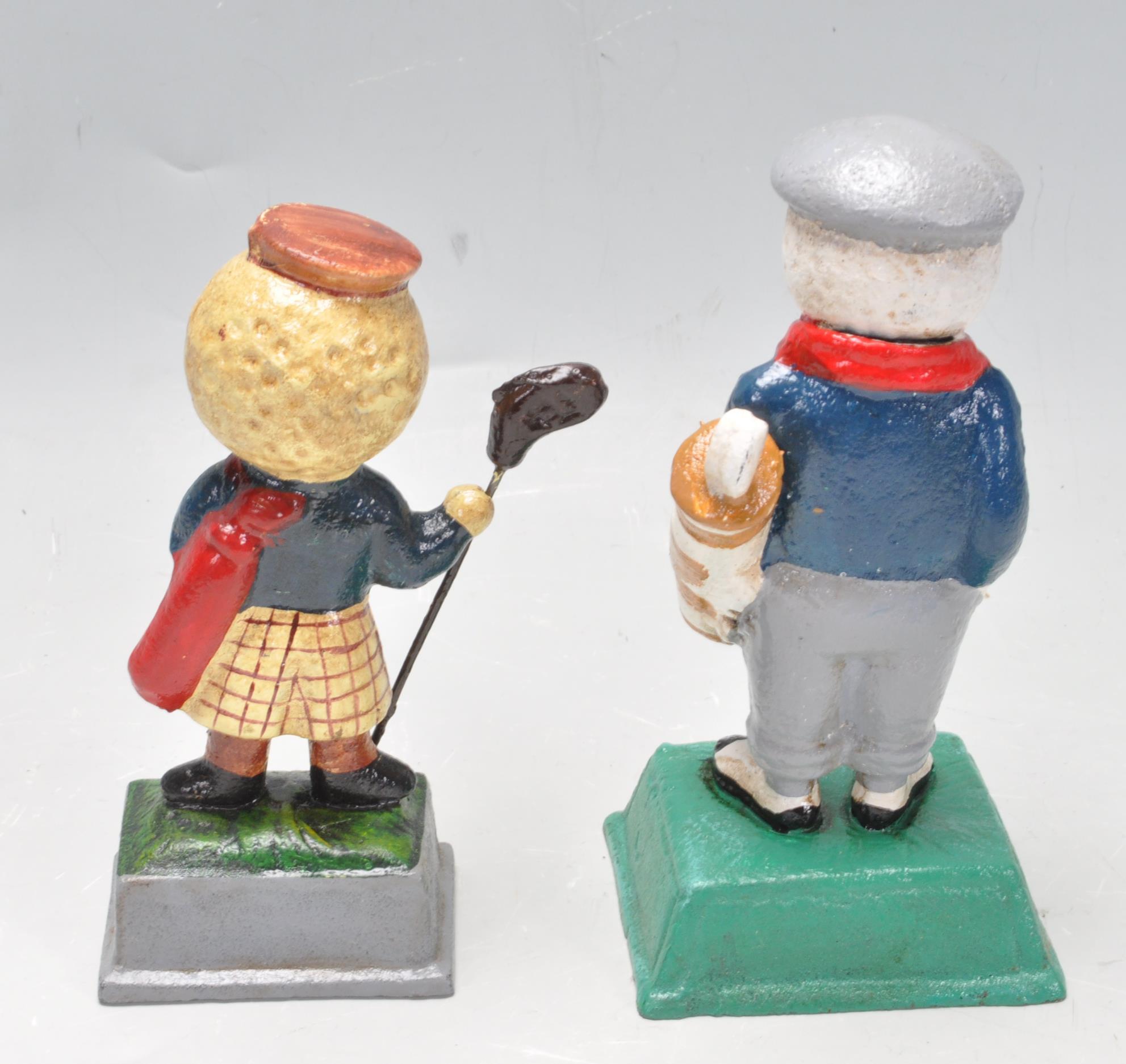 OF GOLFING INTEREST - TWO VINTAGE STYLE CAST METAL POLYCHROME FIGURINES - Image 2 of 4