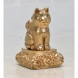BRASS FOB SEAL IN THE FORM OF A CAT.