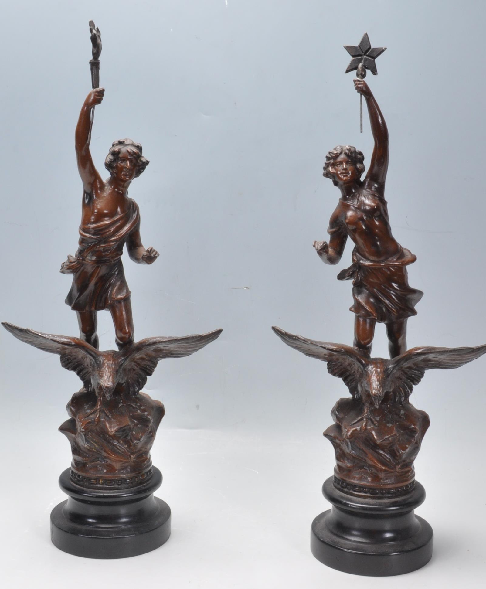 PAIR OF EARLY 20TH CENTURY FRENCH SPELTER