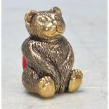 VINTAGE STYLE BRASS TEDDY BEAR PIN CUSHION.