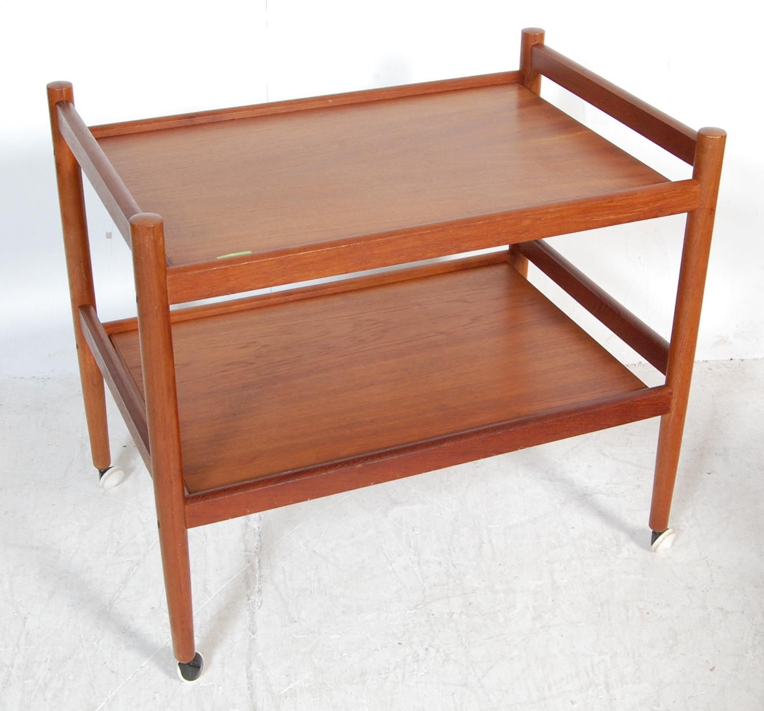 20TH CENTURY TEAK WOOD TWO TEAR SERVING TROLLEY - Image 2 of 4