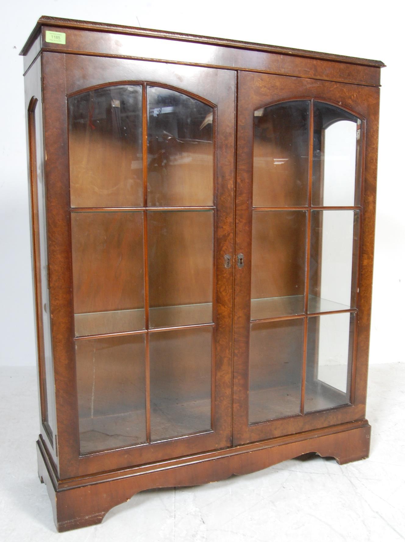 1930'S STYLE WALNUT CHINA DISPLAY CABINET