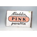 VINTAGE HABERDASHERY DOUBLE SIDED ENAMEL SIGN BY ALADDIN PINK PARAFFIN