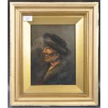 19TH CENTURY OIL ON BOARD PORTRAIT PAINTING OF AN ELDERLY GENTLEMAN