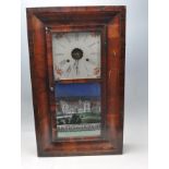 LATE 19TH CENTURY VICTORIAN AMERICAN MAHOGANY WALL HANGING CLOCK