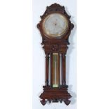 EARLY 20TH CENTURY CARVED OAK BANJO BAROMETER