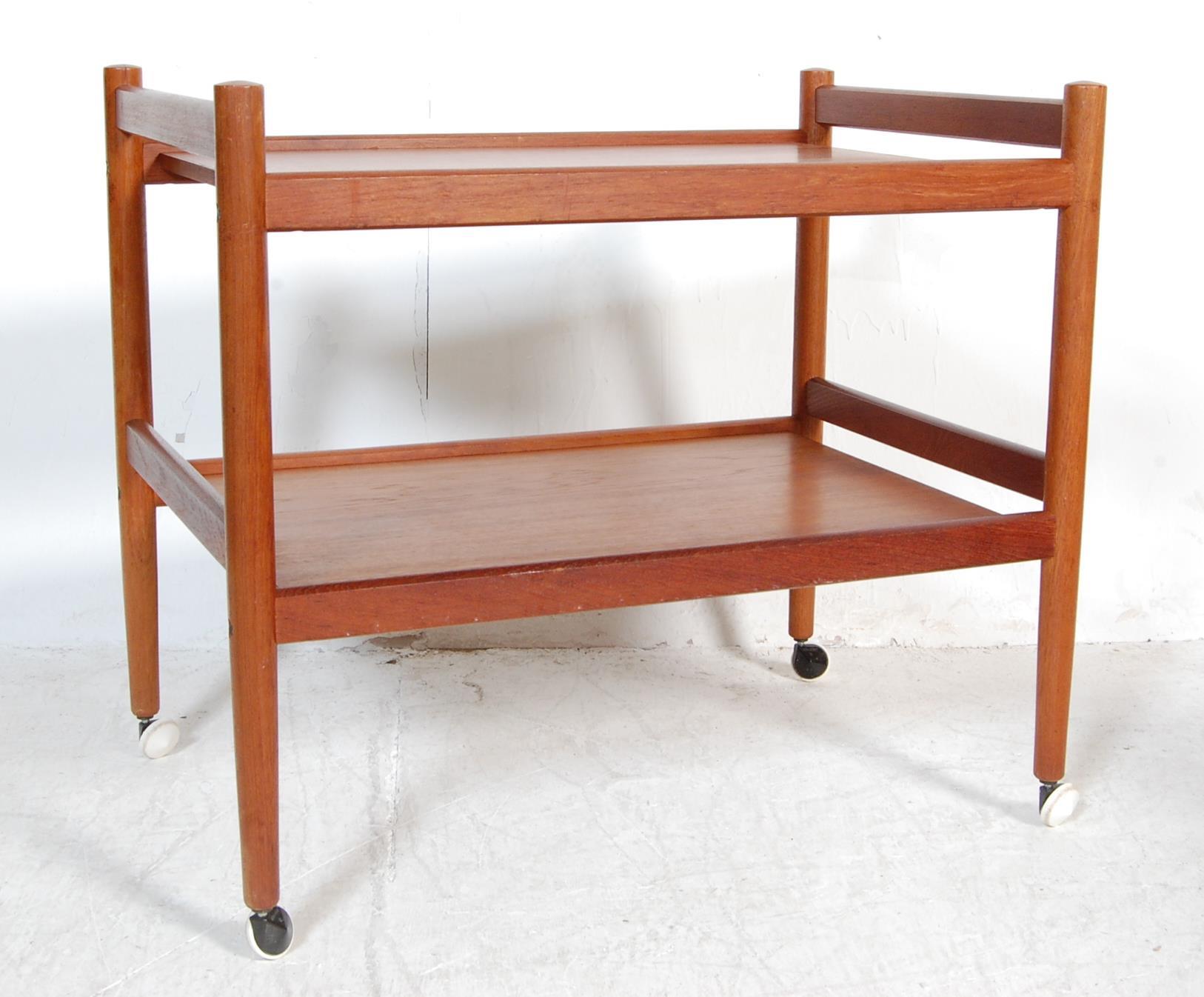 20TH CENTURY TEAK WOOD TWO TEAR SERVING TROLLEY