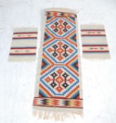 THREE VINTAGE NORWEGIAN SCANDINAVIAN HANDWOVEN TABLE RUNNER