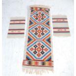 THREE VINTAGE NORWEGIAN SCANDINAVIAN HANDWOVEN TABLE RUNNER