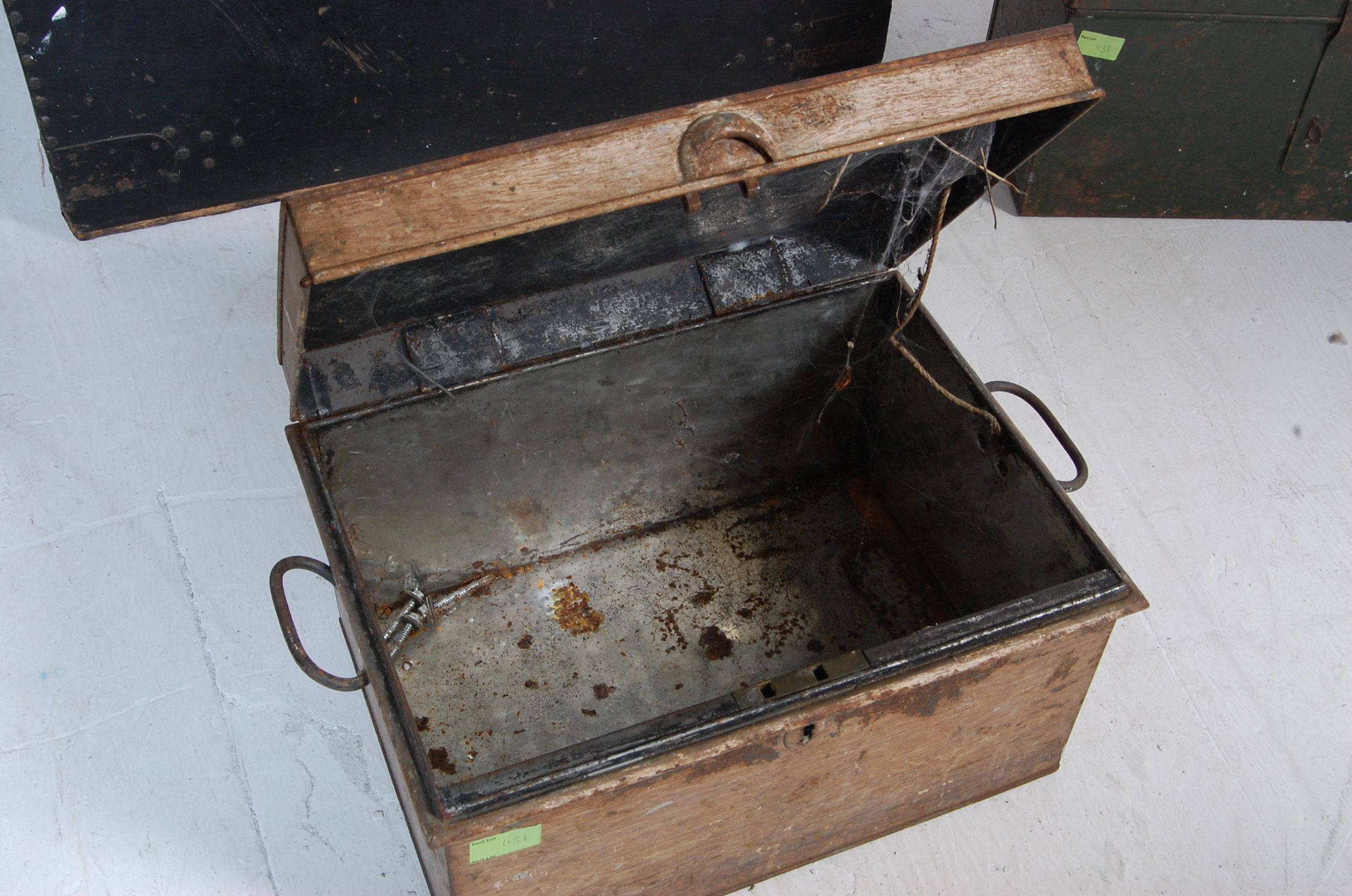 VINTAGE RETRO OAK SEWING BOX AND STRONG BOXES - Image 6 of 8