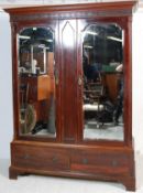 EDWARDIAN MAHOGANY DOUBLE WARDROBE