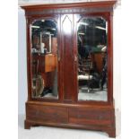 EDWARDIAN MAHOGANY DOUBLE WARDROBE