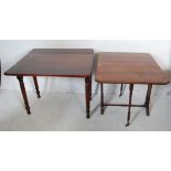 19TH CENTURY VICTORIAN MAHOGANY PEMBROKE TABLE AND A EDWARDIAN MAHOGANY SUTHERLAND TABLE