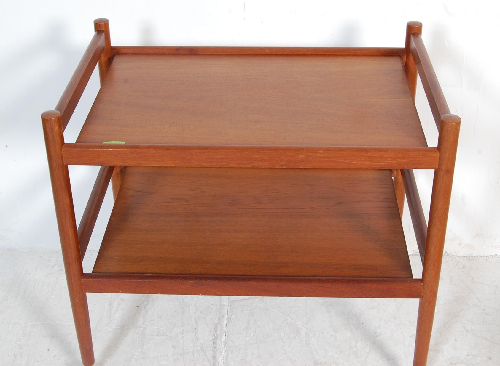 20TH CENTURY TEAK WOOD TWO TEAR SERVING TROLLEY - Image 3 of 4