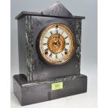 ANTIQUE SLATE MANTEL CLOCK OF ARCHTECTURAL FORM