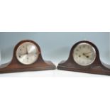 TWO EARLY 20TH CENTURY OAK CASED MANTEL CLOCKS