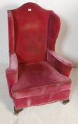 LATE VICTORIAN 19TH CENTURY QUEEN ANNE WING BACK ARMCHAIR