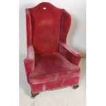 LATE VICTORIAN 19TH CENTURY QUEEN ANNE WING BACK ARMCHAIR