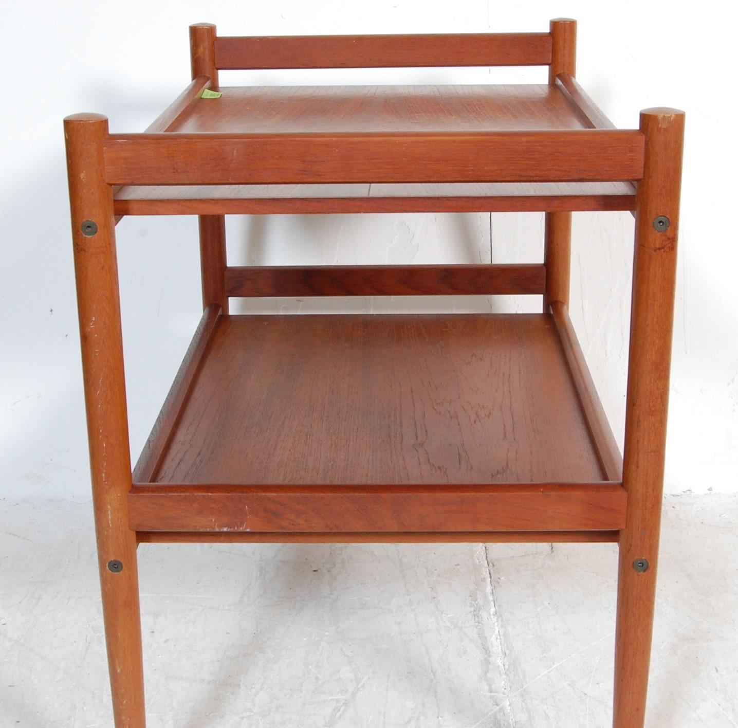 20TH CENTURY TEAK WOOD TWO TEAR SERVING TROLLEY - Image 4 of 4