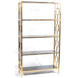 ATTRIBUTED TO ROMEO REGA - BRASS & GLASS ROOM DIVIDER BOOKCASE