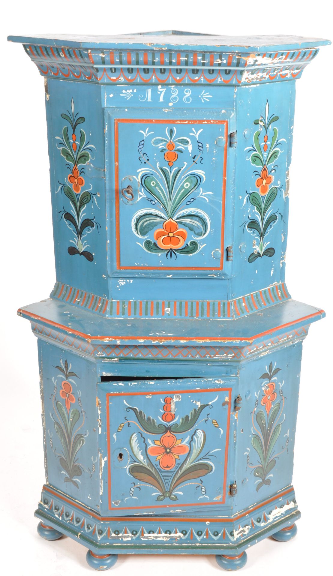 ANTIQUE 18TH CENTURY MANNER PAINTED SWEDISH CORNER CABINET - Image 2 of 8