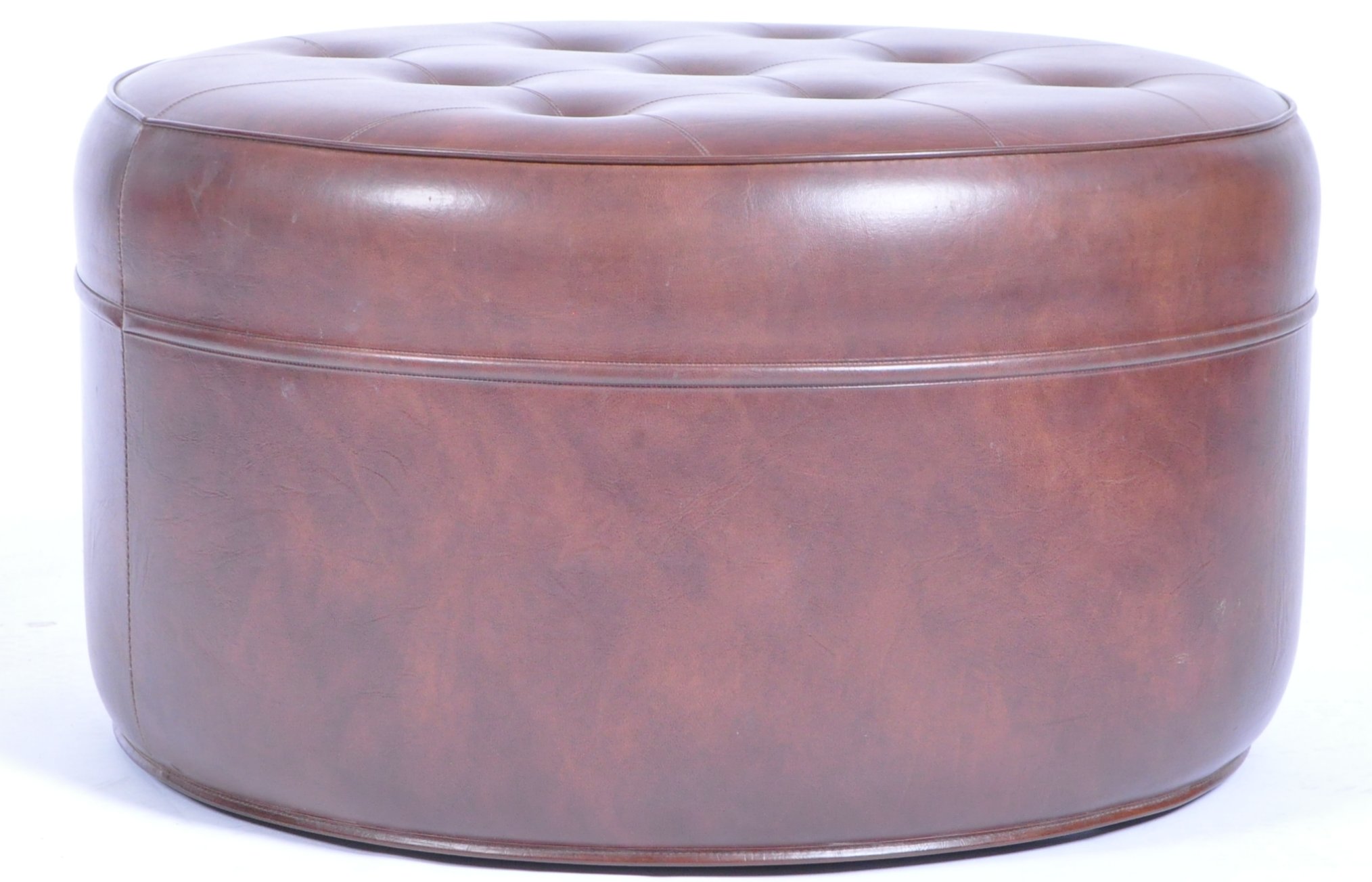 SHERBORNE VINTAGE BROWN LEATHER BUTTON TOPPED FOOTSTOOL