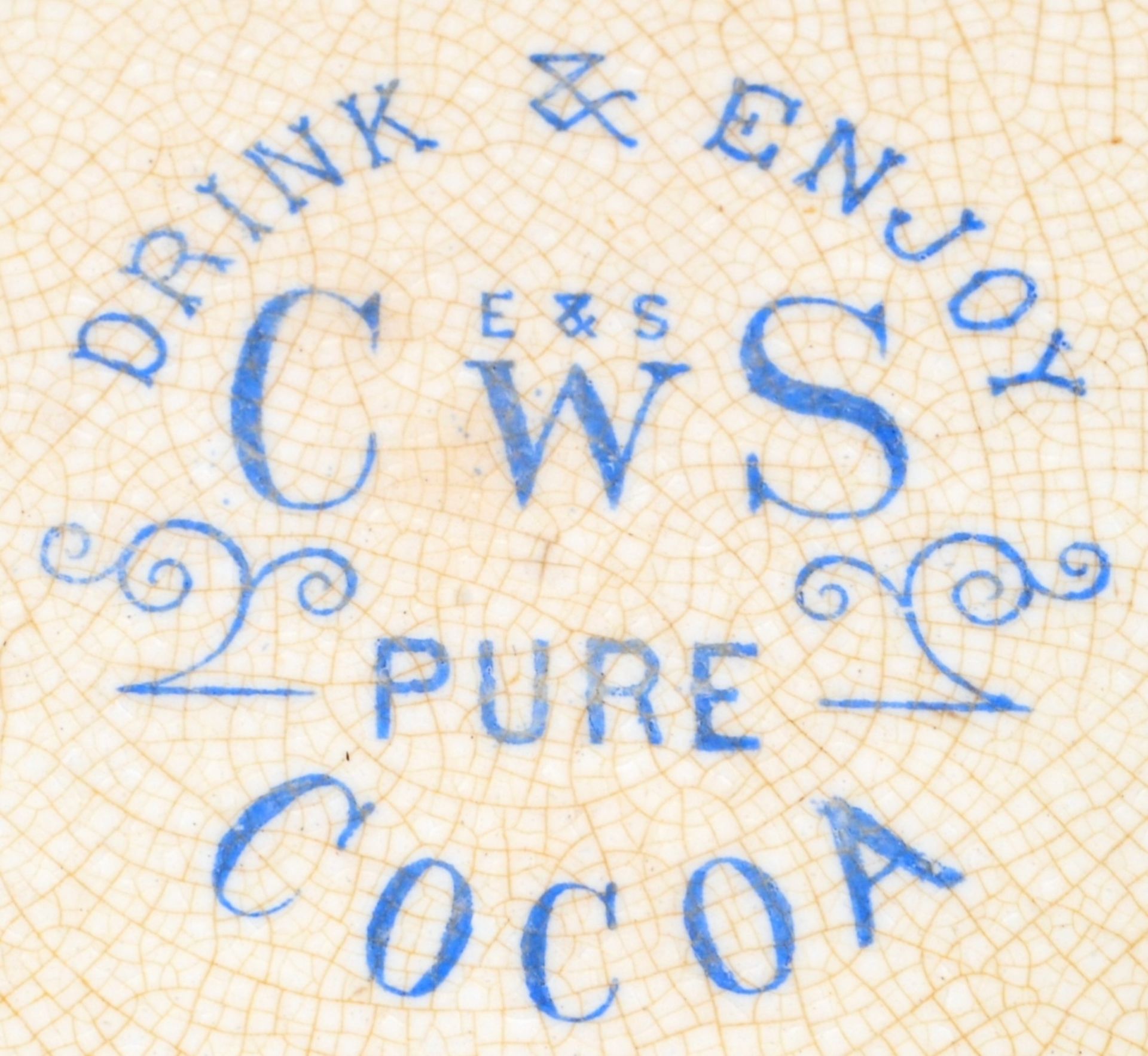 ANTIQUE CWS DRINK & ENJOR PURE COCOA ADVERTISING PLATE - Image 2 of 8