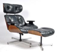 GEORGE MULHAUSER RETRO LOUNGE SWIVEL CHAIR AND FOOTSTOOL