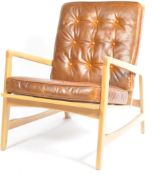 RETRO VINATGE LATE 20TH CENTURY GOLDEN OAK EASY LOUNGE CHAIR