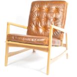 RETRO VINATGE LATE 20TH CENTURY GOLDEN OAK EASY LOUNGE CHAIR