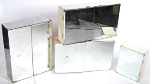 COLLECTION OF RETRO VINTAGE GLASS FRONTED MEDICAL / BATHROOM CABINETS