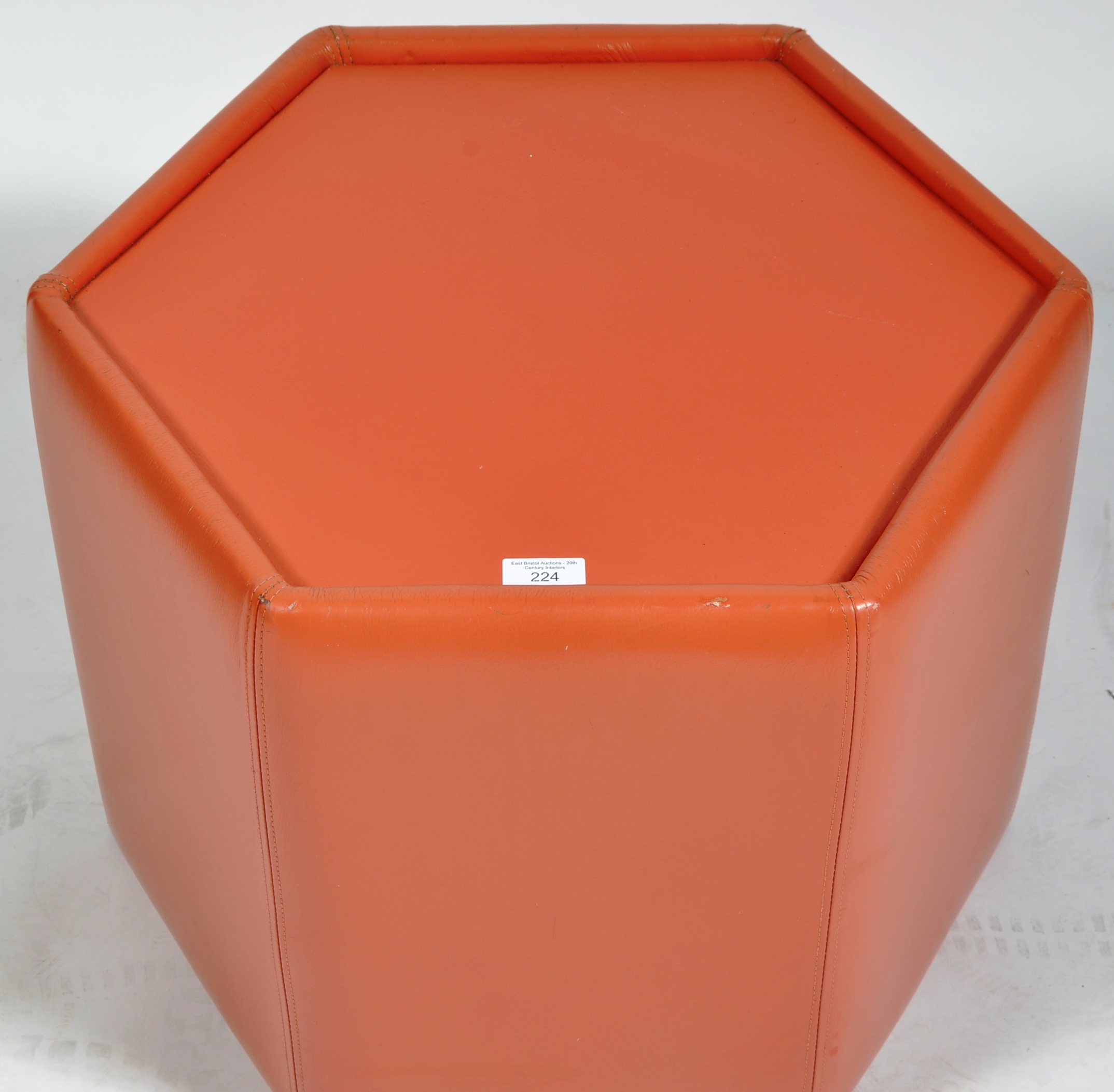 POSSIBLY DE SEDE MID CENTURY OCTAGONAL LEATHER SIDE TABLE - Image 2 of 3